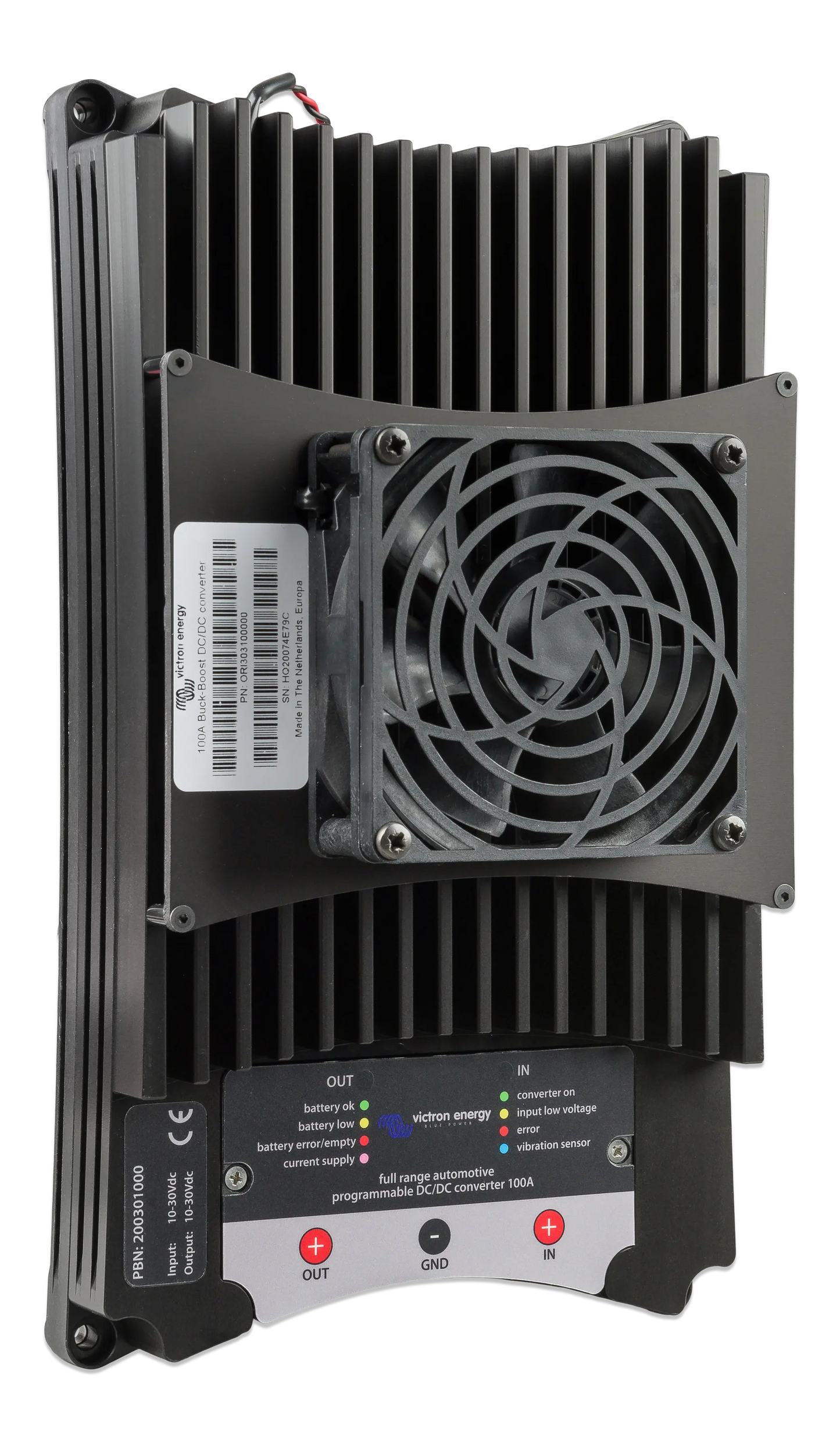 Electronic device with a cooling fan on a white background