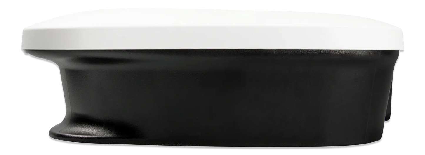 Black and white freestanding bathtub on a white background