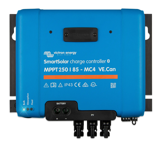 Blue Victron Energy SmartSolar charge controller on a white background