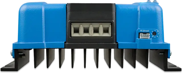 Blue and black agricultural implement on a white background