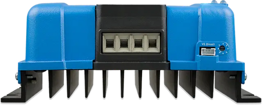 Blue and black agricultural implement on a white background