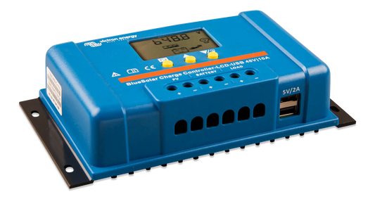 Blue electronic device with digital display on a white background