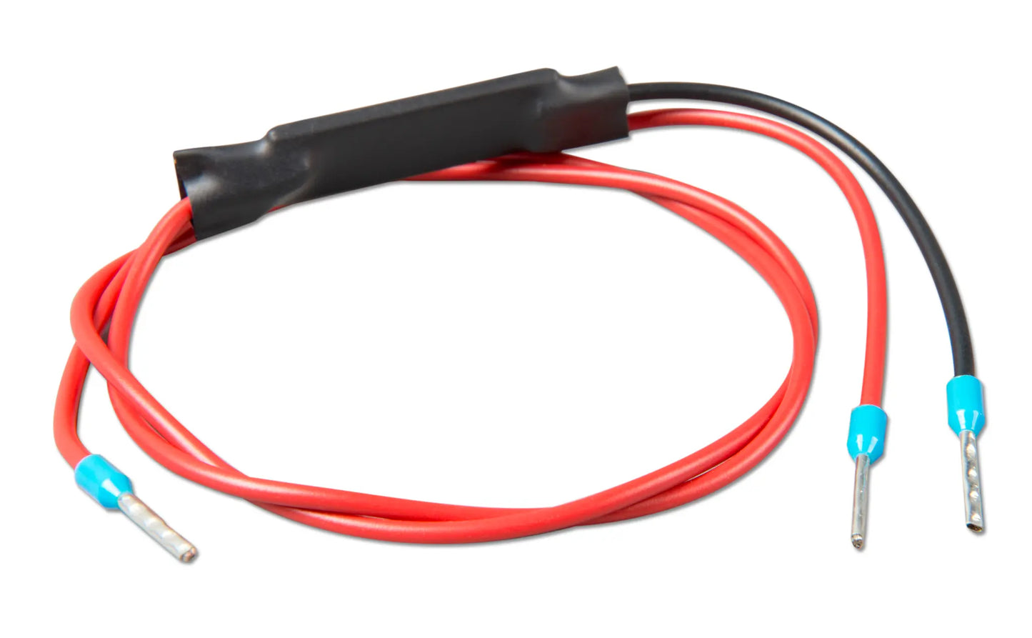 Red and black wire harness with connectors on a white background