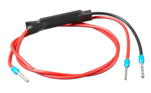 Red and black wire harness with connectors on a white background