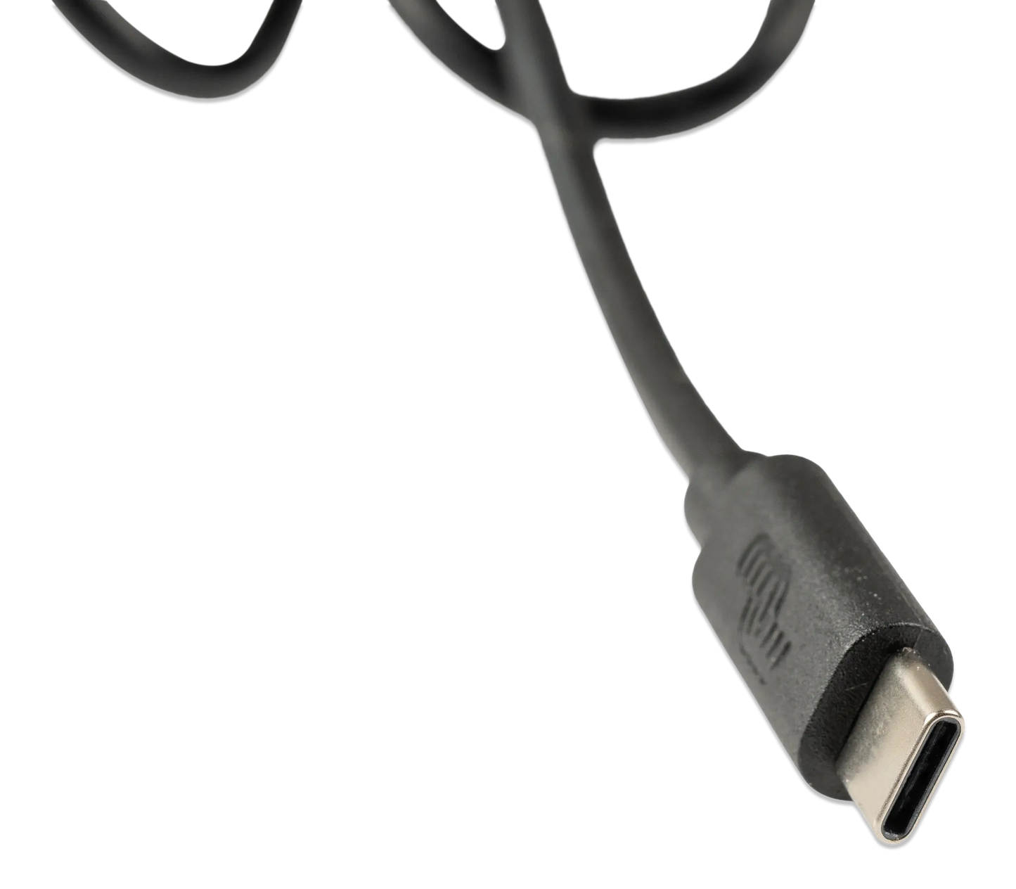 Close-up of a USB-C cable on a white background