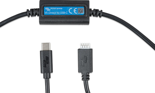 Black USB-C cable with connectors on a white background