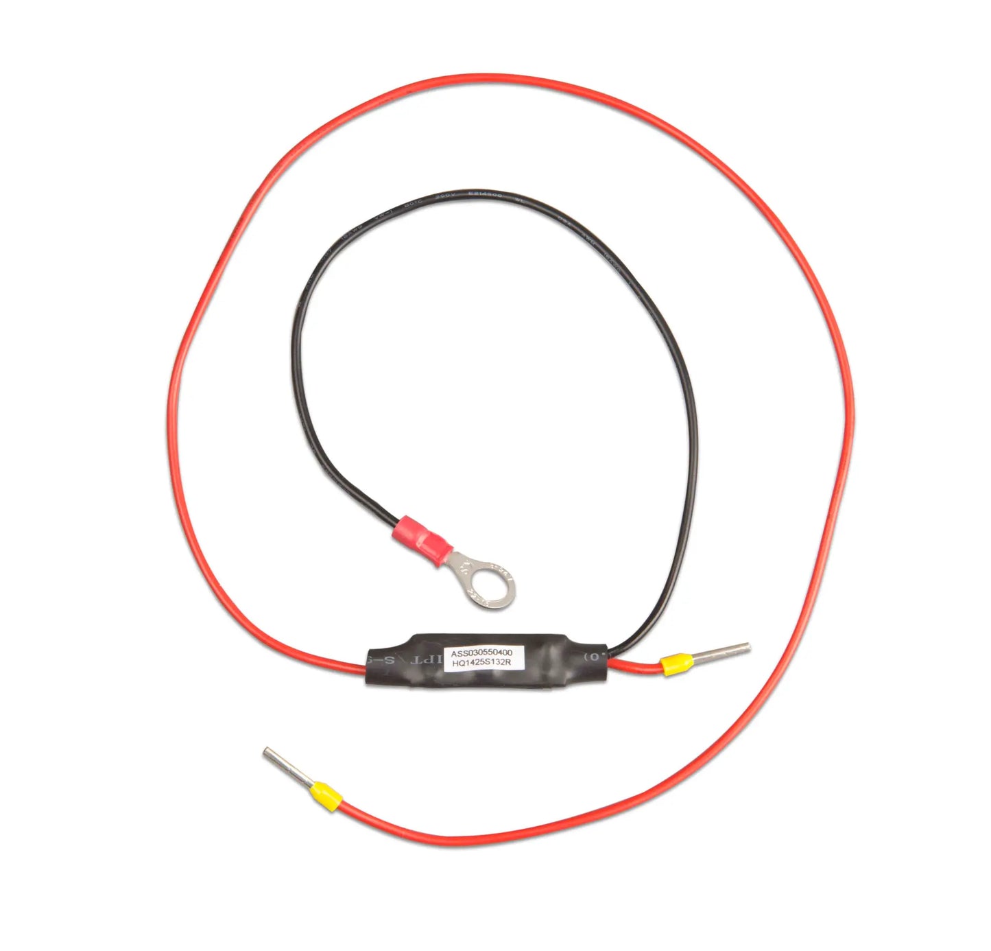 Thermocouple with red and black cables on a white background
