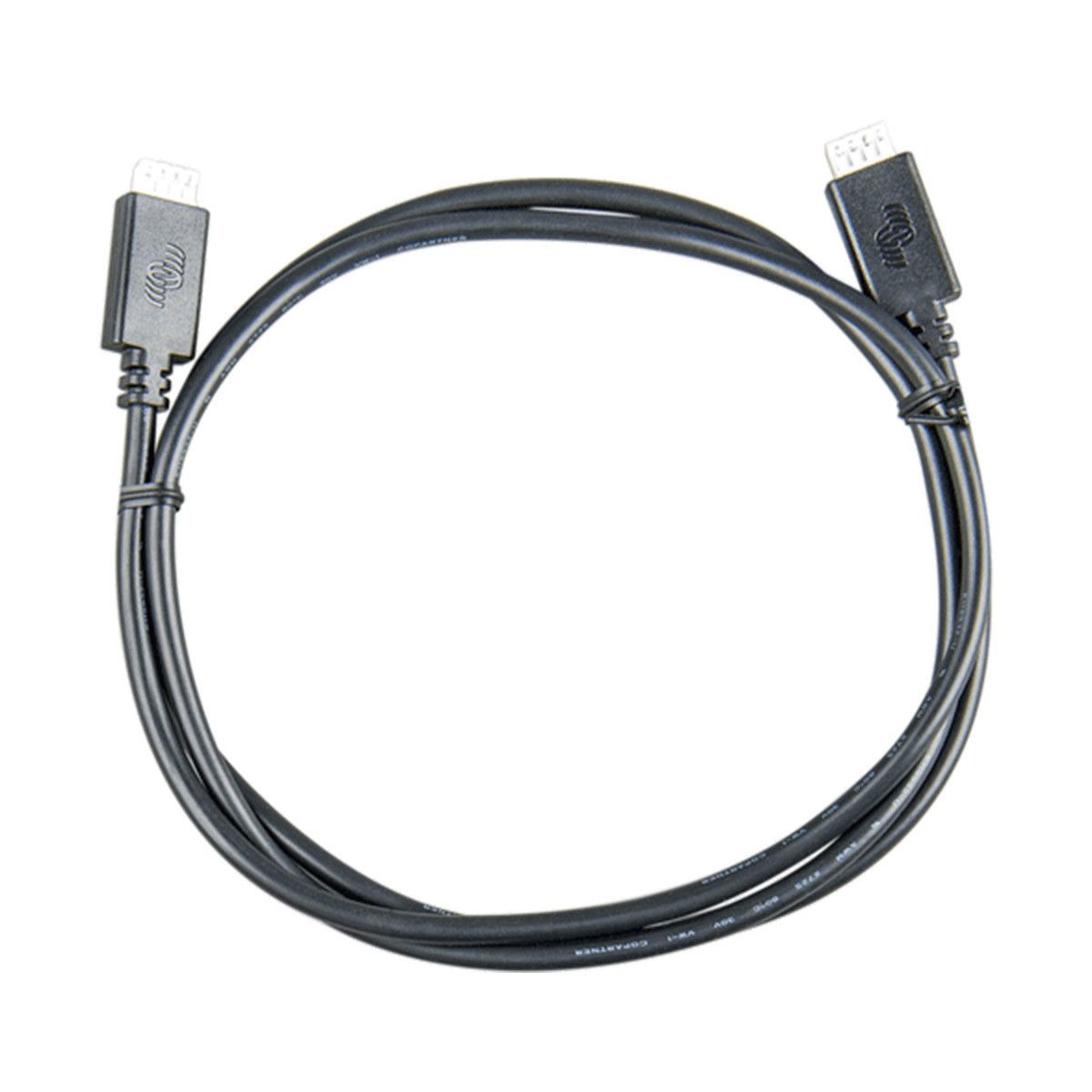 Black USB cable with connectors on a white background