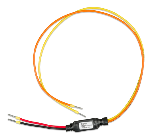 Coiled cable with red, yellow, and black wires on a white background