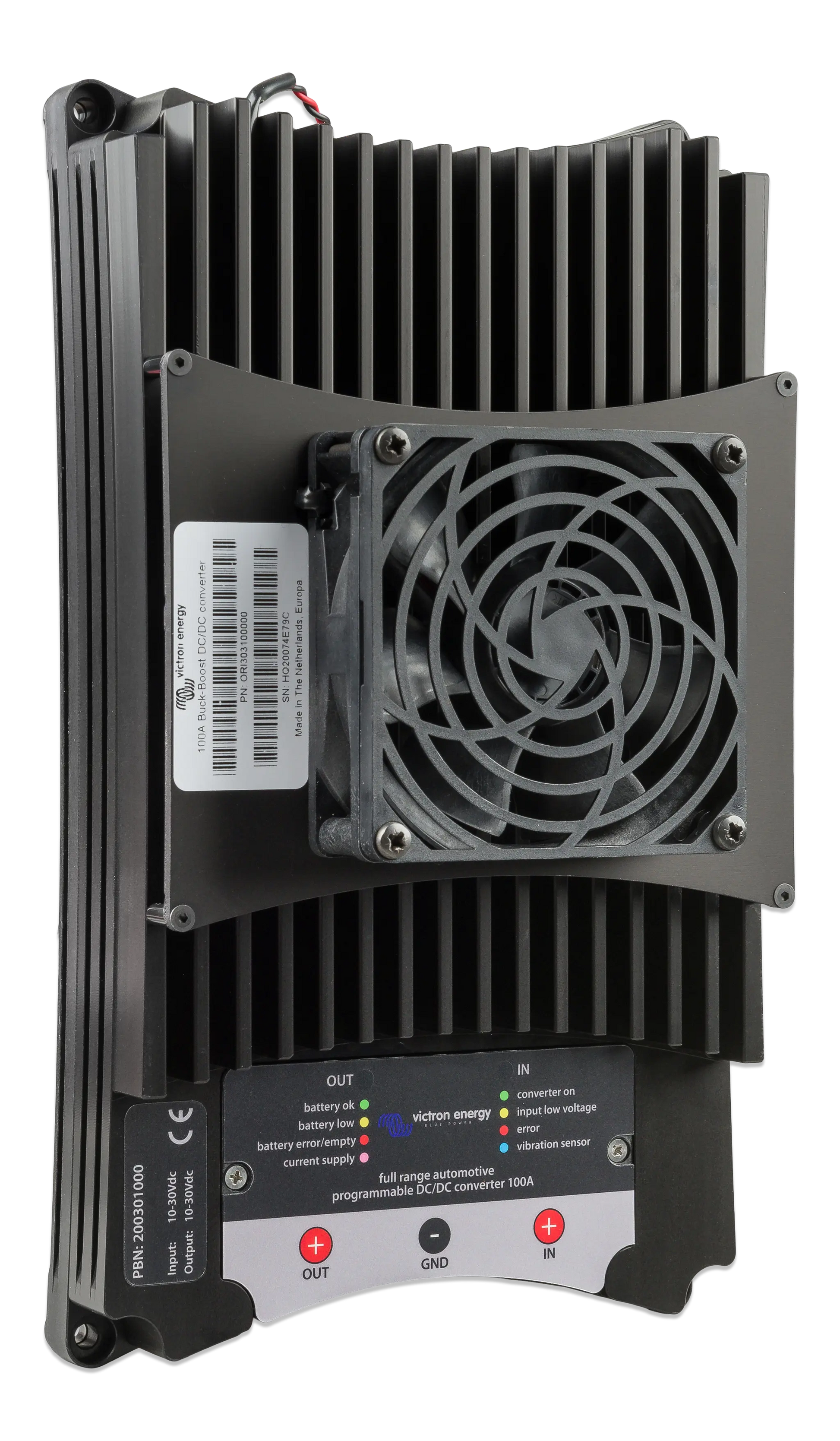 Electronic device with a cooling fan on a white background