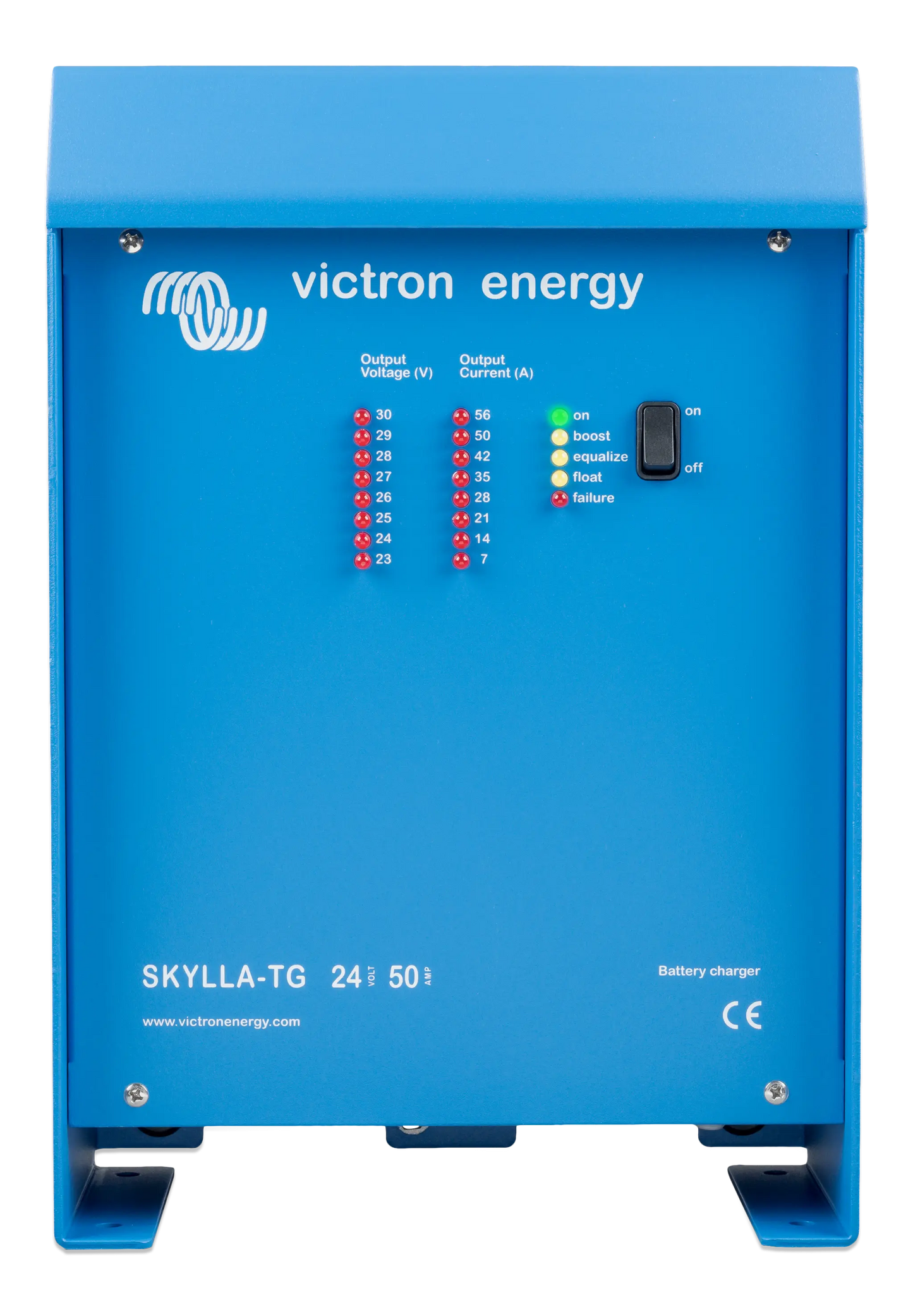 Blue Victron Energy Skylla-TG battery charger on a white background