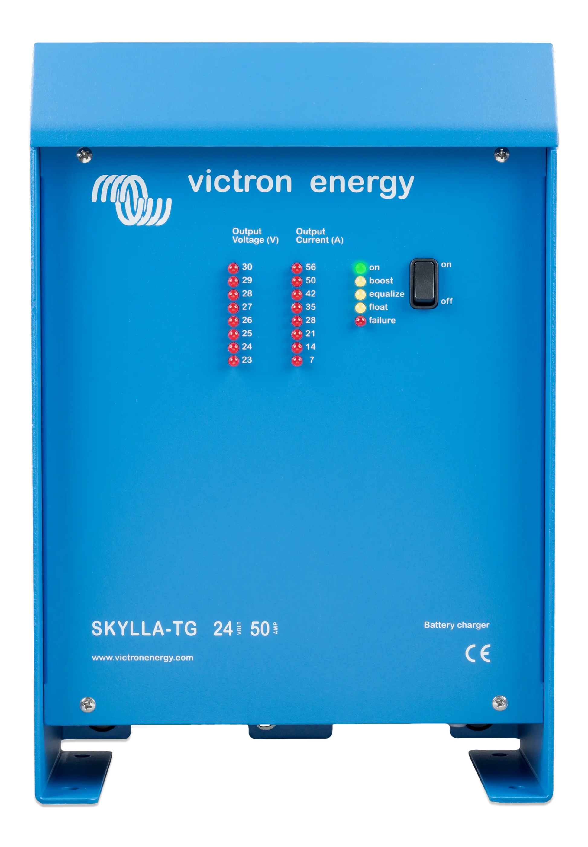 Blue Victron Energy Skylla-TG battery charger on a white background