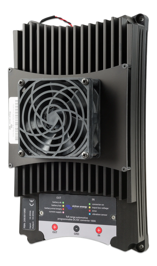 Electronic power supply unit with cooling fan on a white background