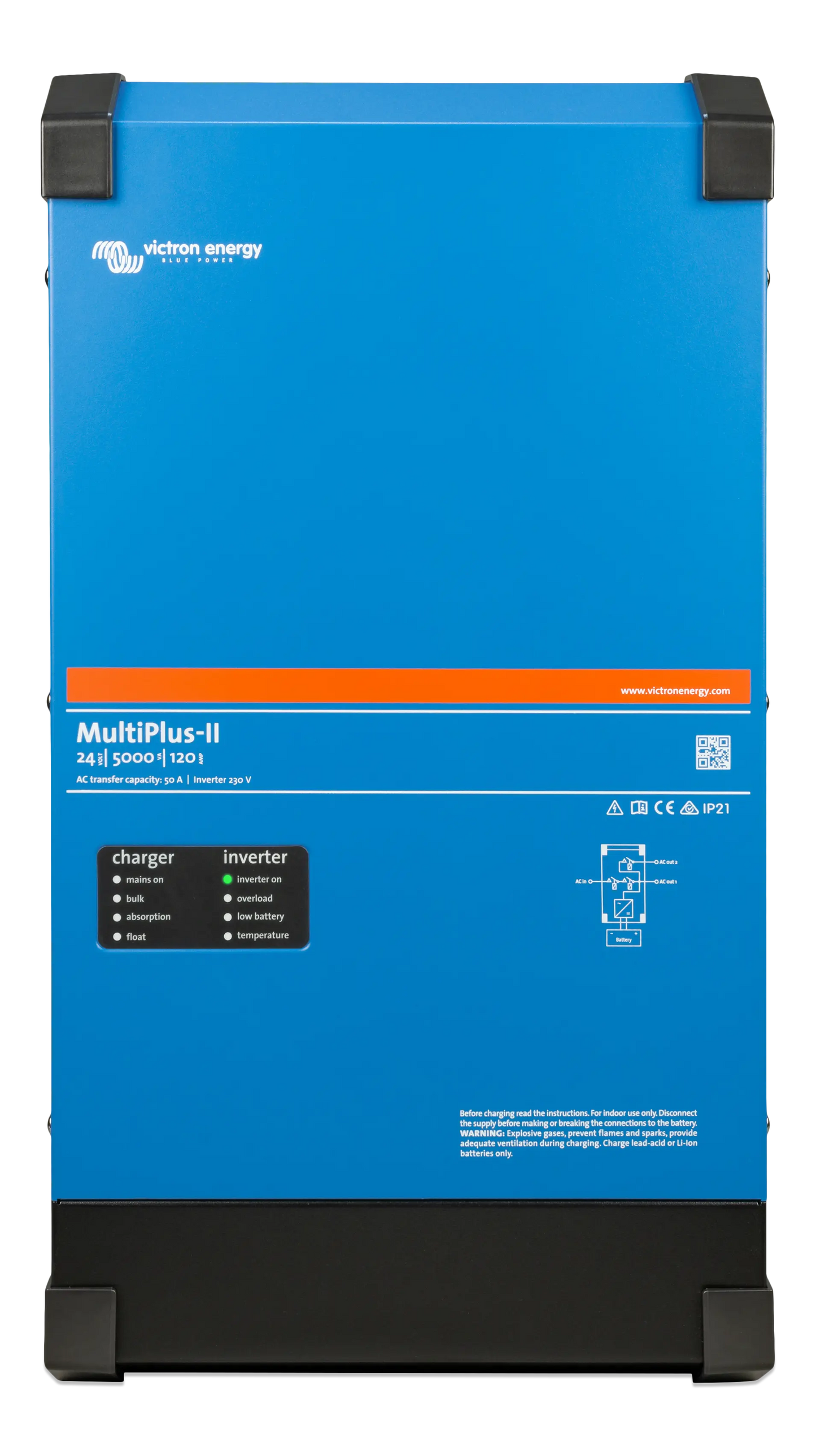 Blue power converter with 'Schneider Electric' branding on a white background