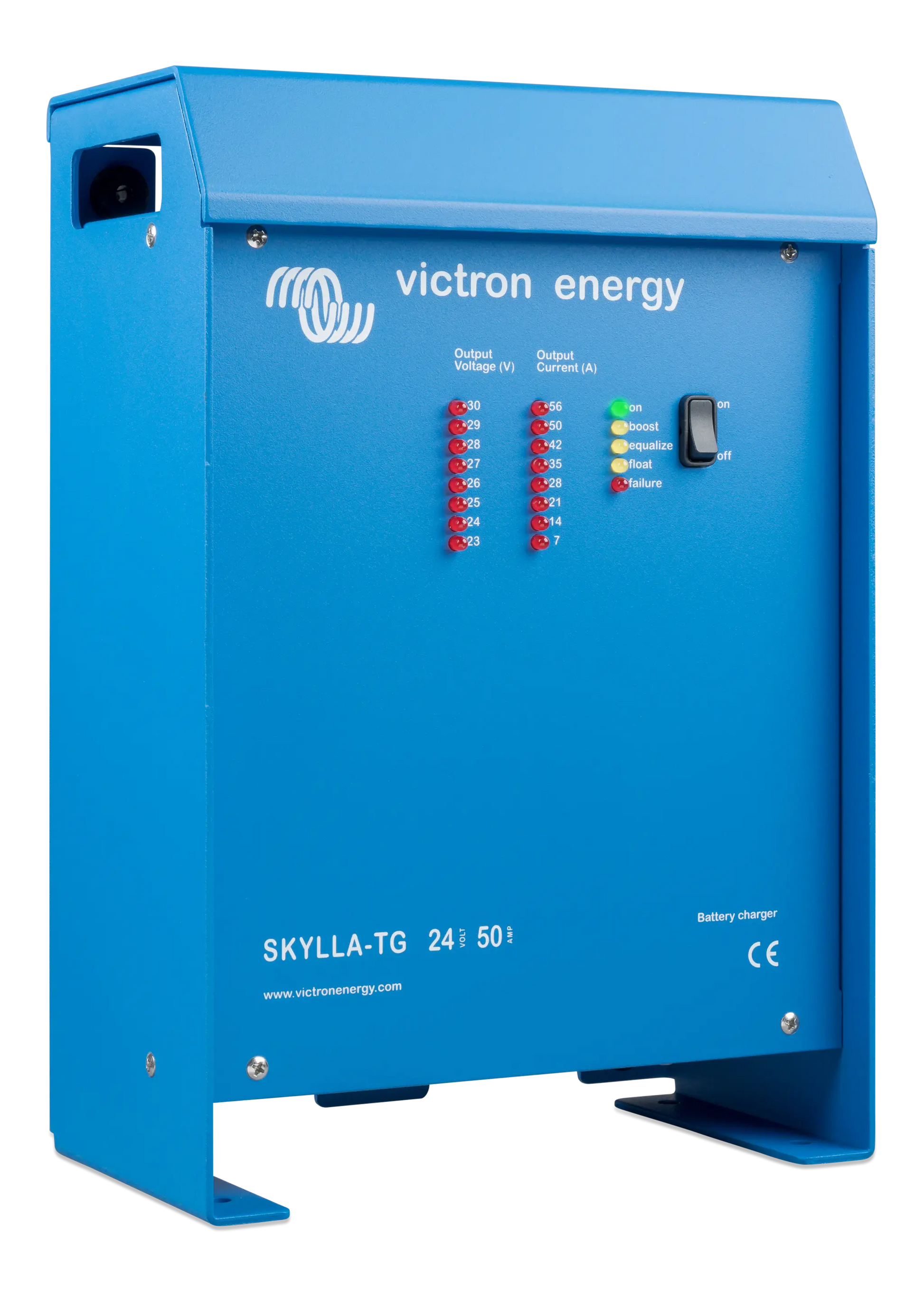 Blue Victron Energy Skylla-TG battery charger on a white background