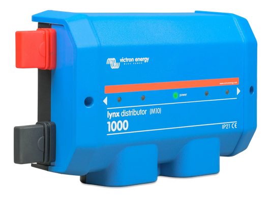 Blue Victron Energy lynx distributor M10i 1000 on a white background
