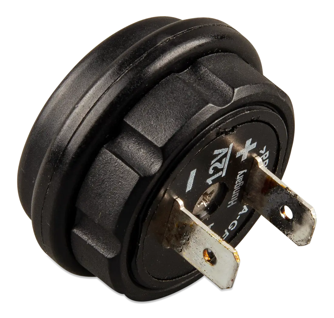 Black electrical plug on a white background