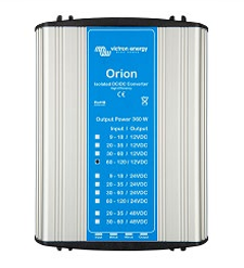 Power inverter with 'Orion' branding on a black background