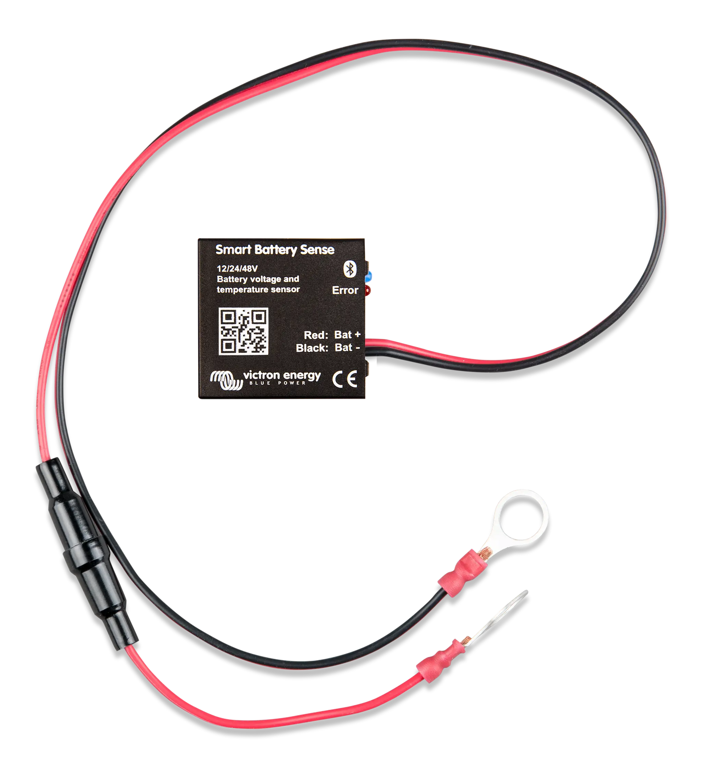 Smart battery sense device with wiring on a white background