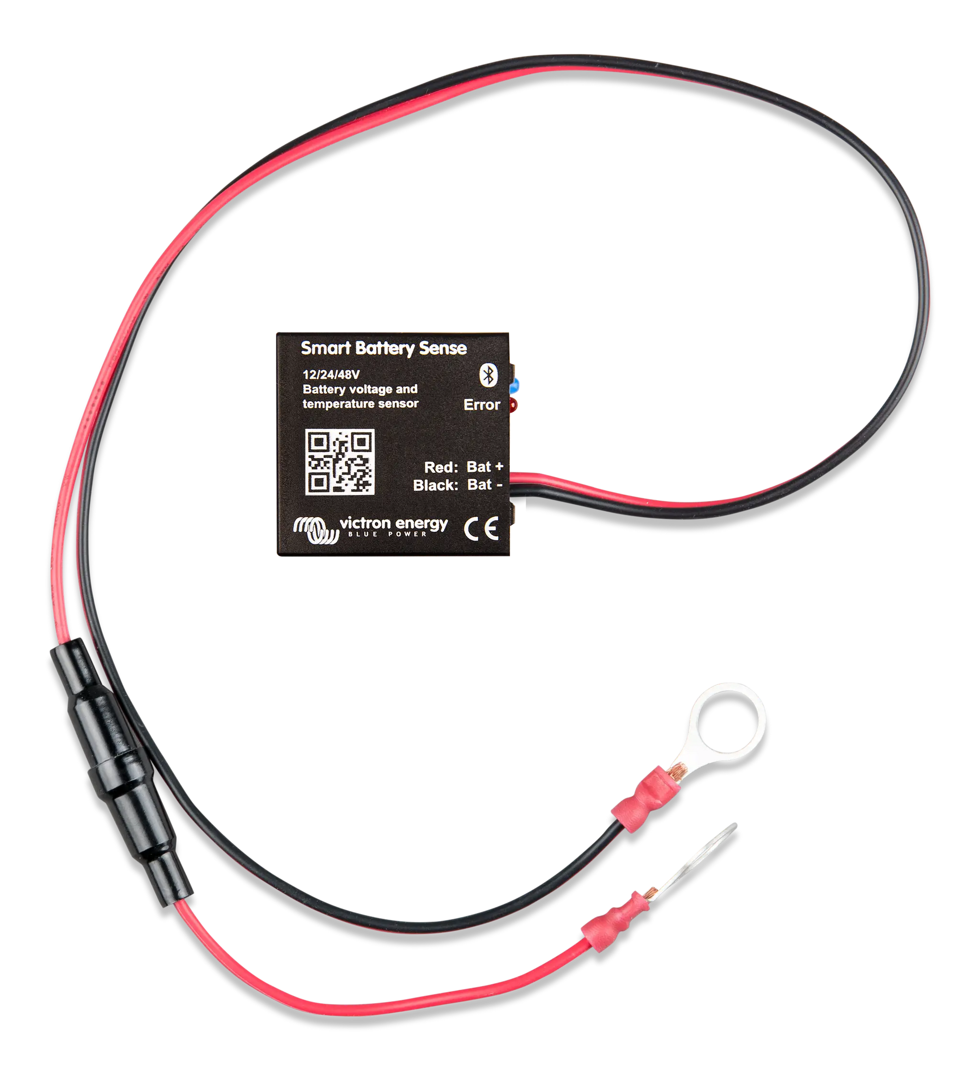 Smart battery sense device with wiring on a white background