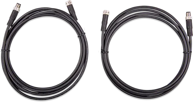 Two coiled black cables on a white background