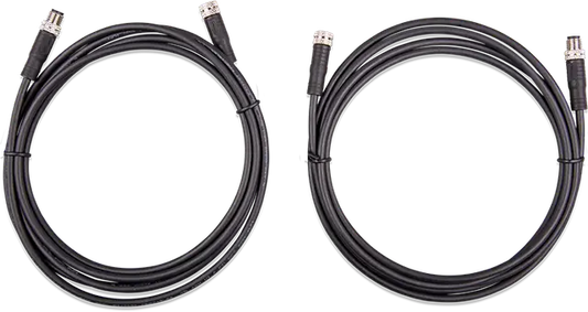 Two coiled black cables on a white background