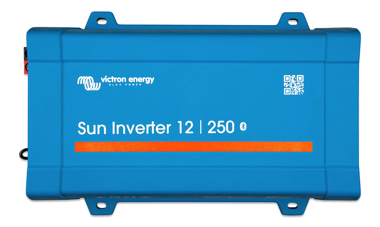 Blue Victron Energy Sun Inverter 12V 250W on a white background
