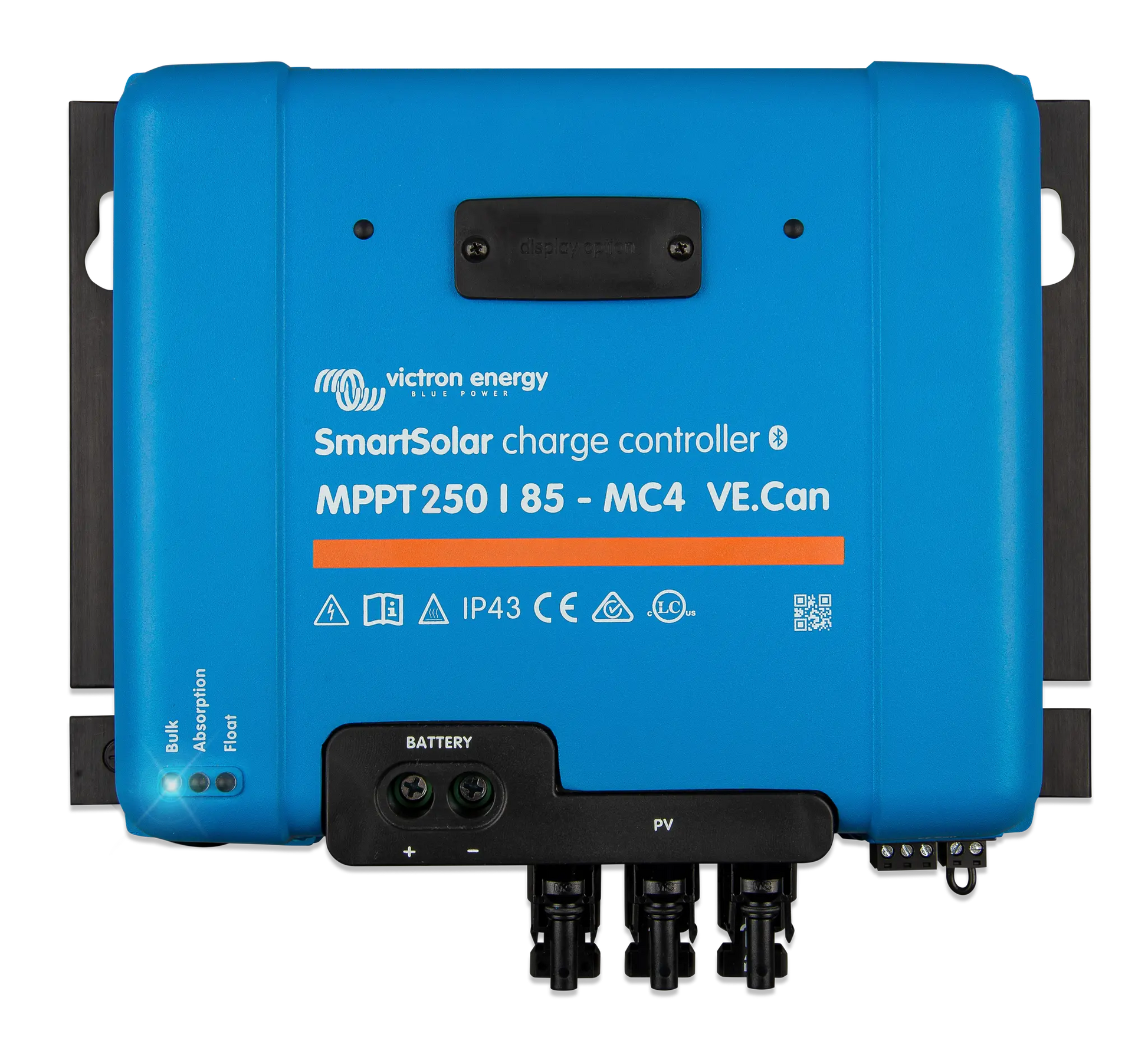 Blue Victron Energy SmartSolar charge controller on a white background