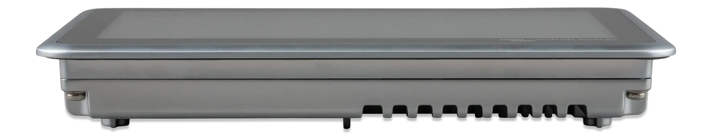 Rectangular metal appliance with a ribbed surface on a white background