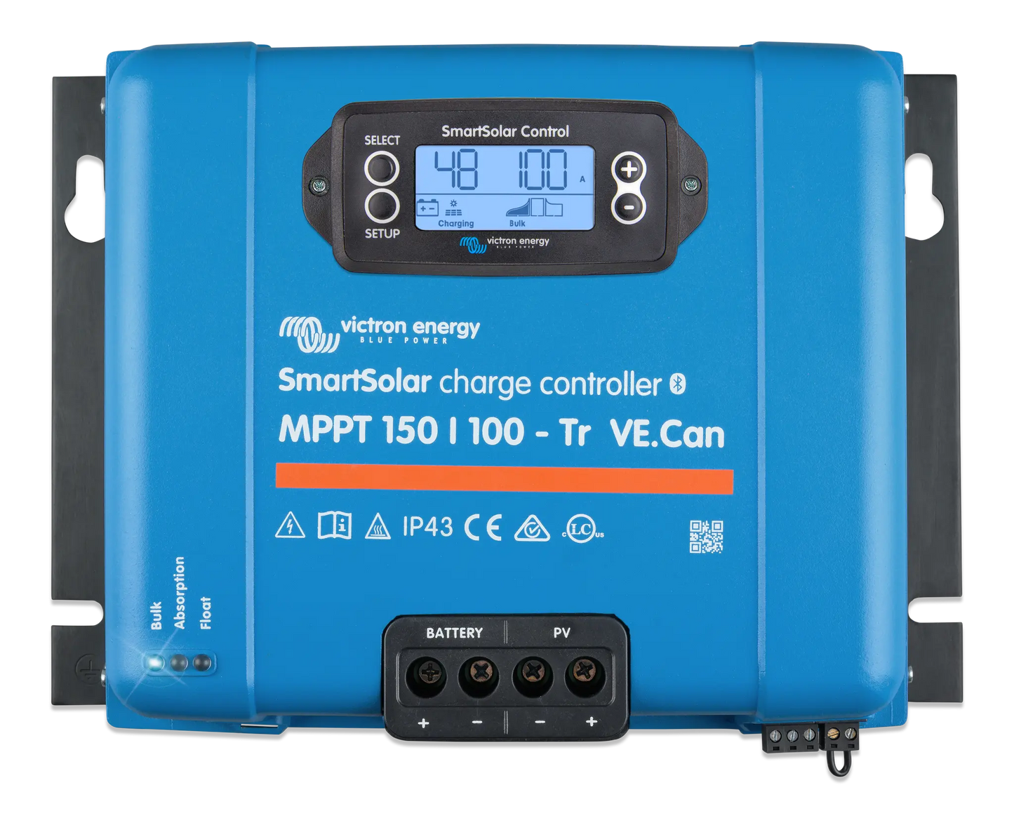 Blue Victron Energy SmartSolar charge controller on a white background