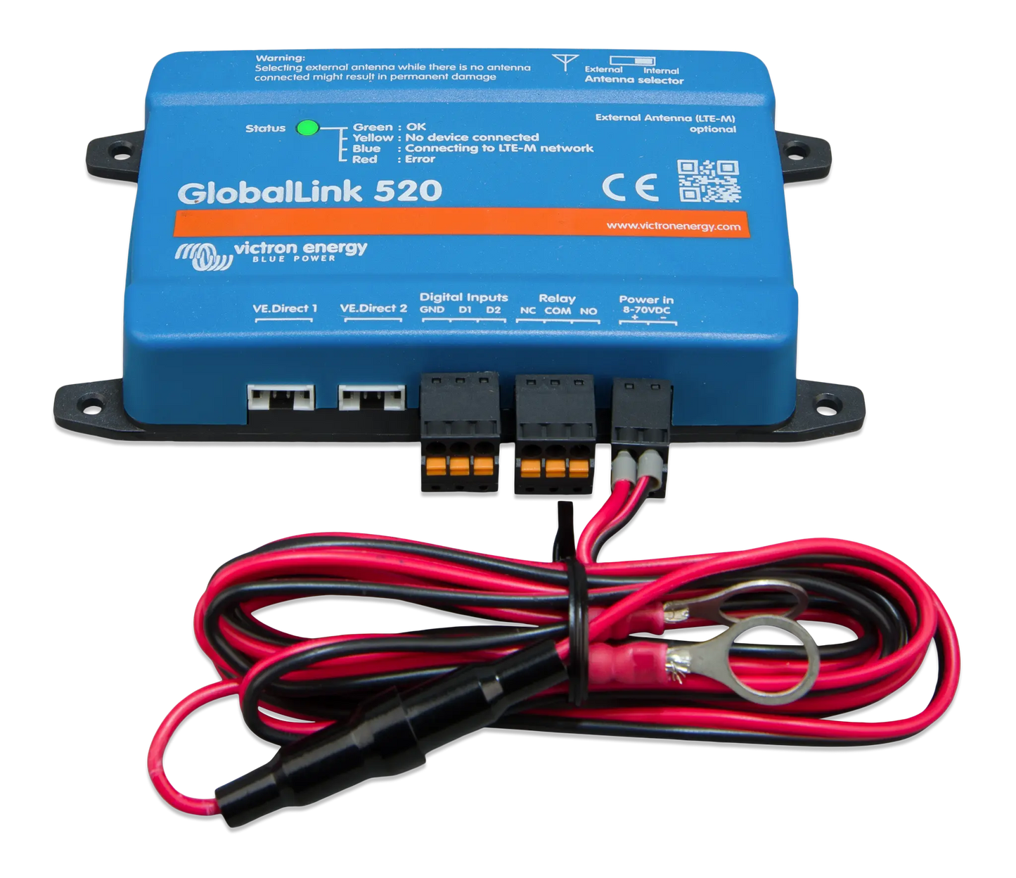 Victor Energy GlobalLink 520 device with wiring on a white background