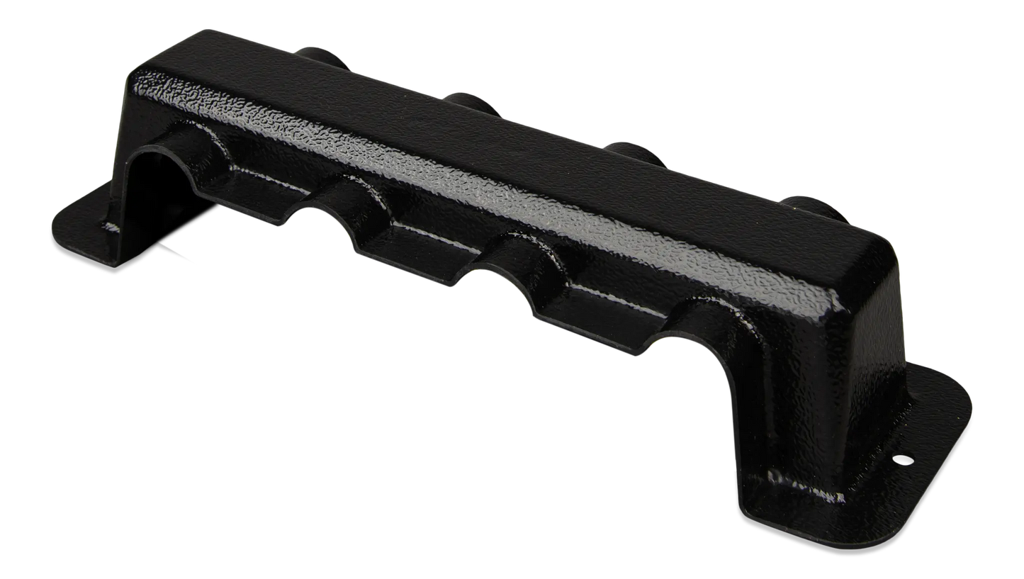 Black metal bracket on a white background