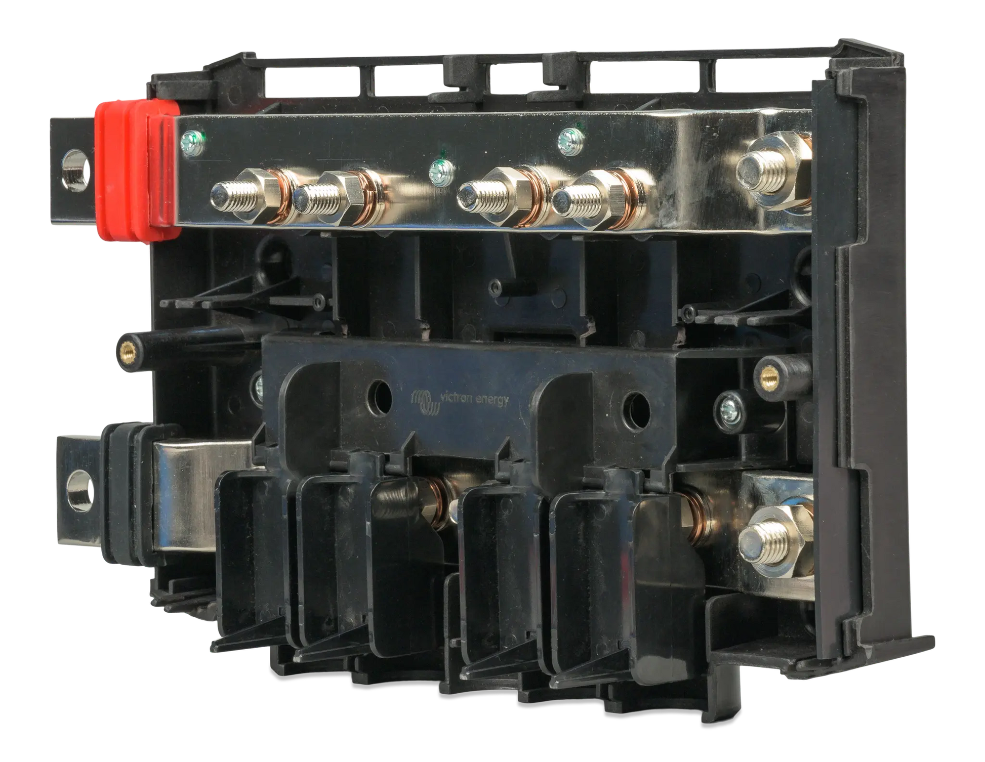 Electrical contactor with visible wiring and connectors on a white background