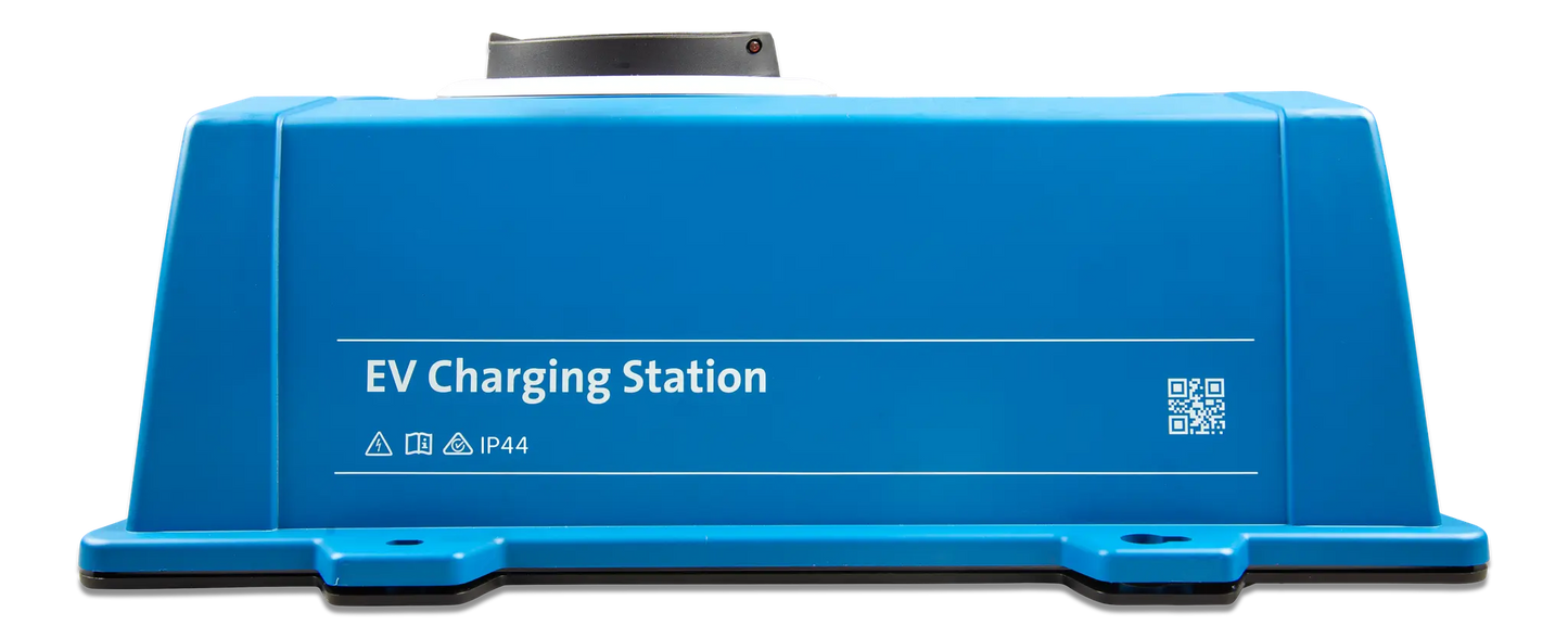 Blue EV charging station on a white background