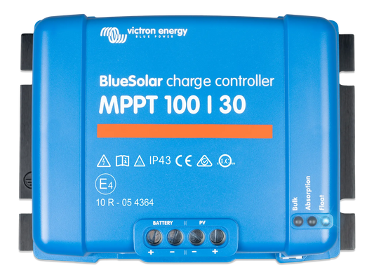 BlueSolar charge controller MPPT 100 I 30 by Victron Energy on a white background
