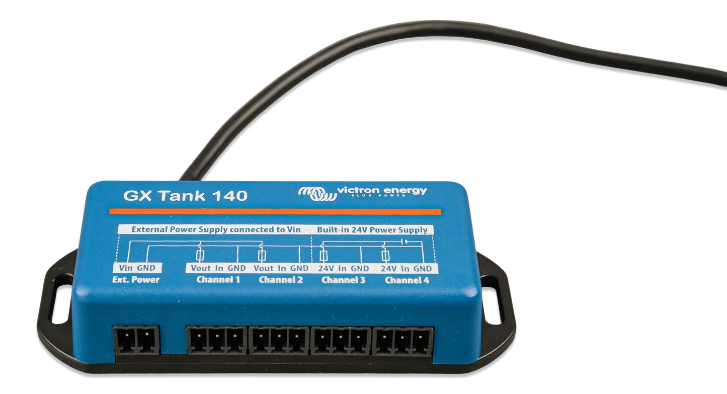 GX Tank 140 power supply unit by Victron Energy on a white background
