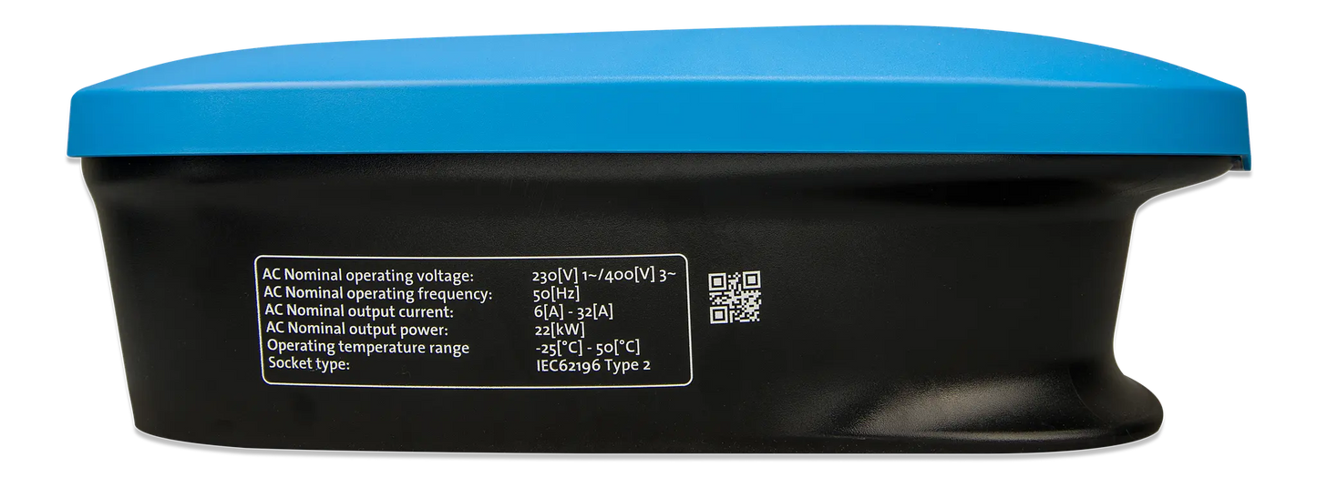 Black electronic device with blue top on a white background