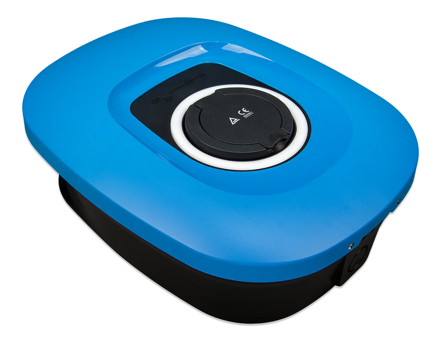 Blue and black electronic device on a white background