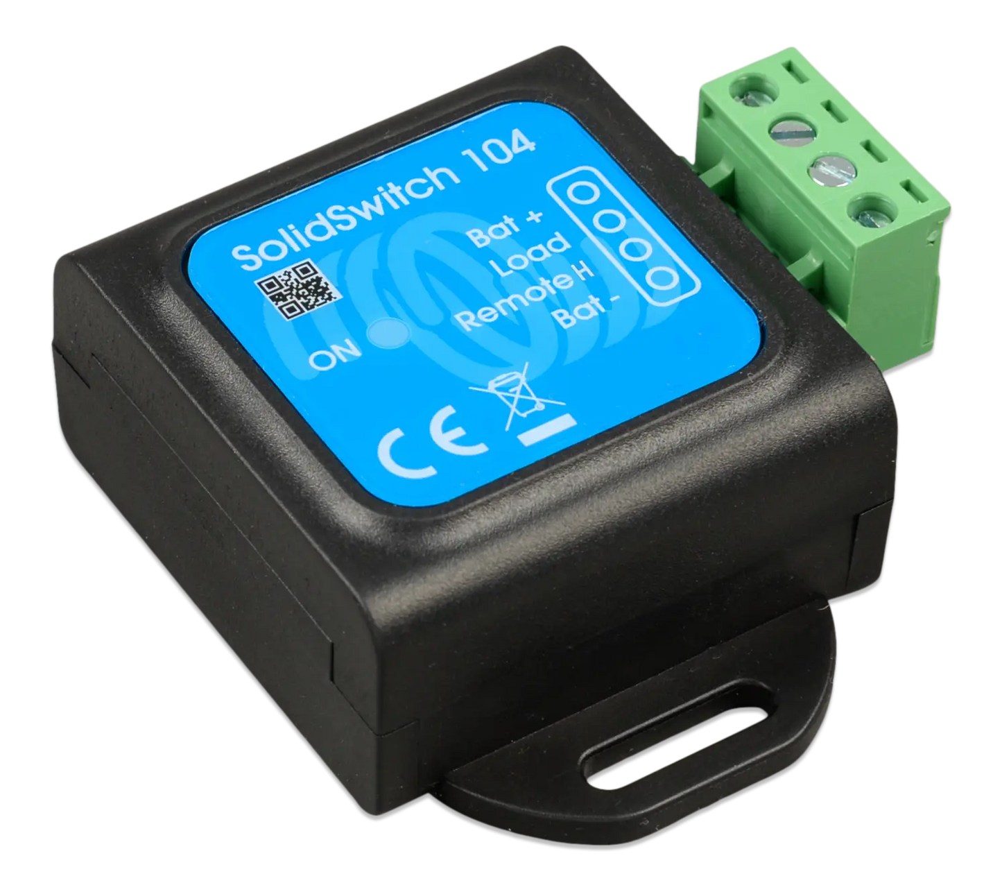 SolidSwitch 104 electronic component with blue label on a white background