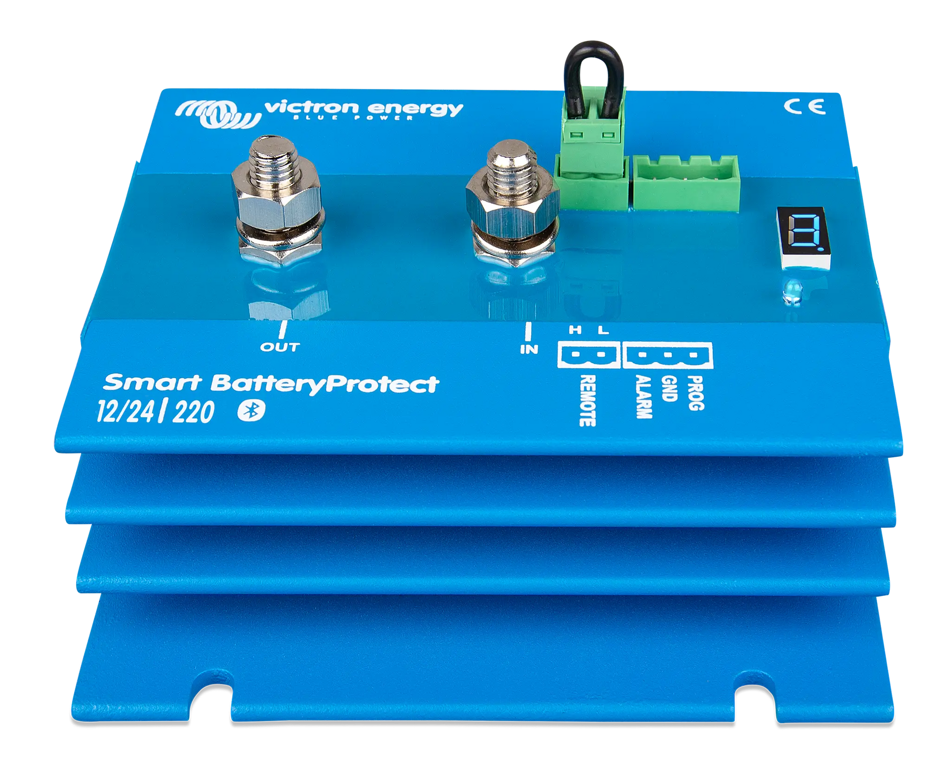 Blue Victron Energy Smart BatteryProtect device on a white background