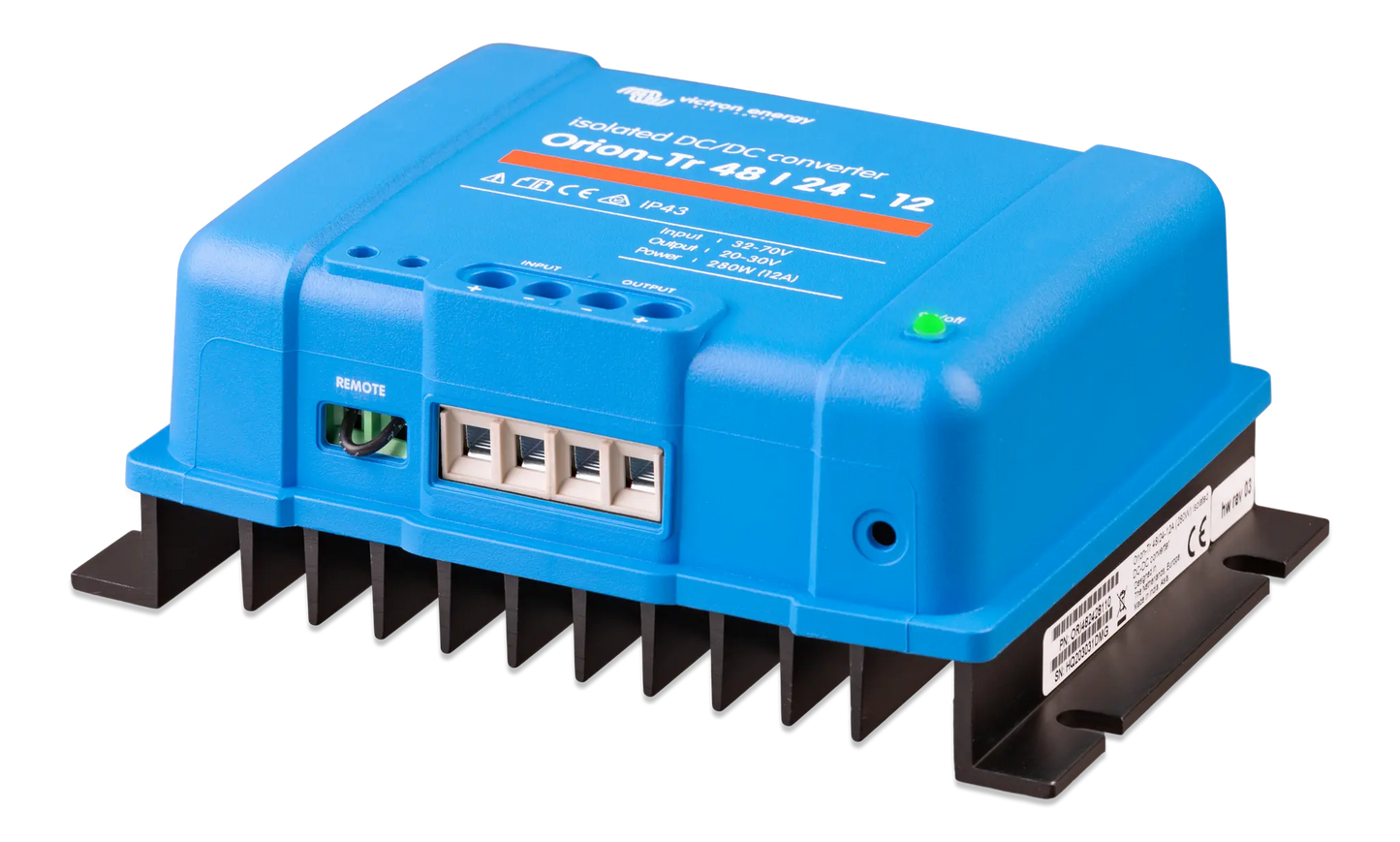 Blue DC/DC converter on a white background