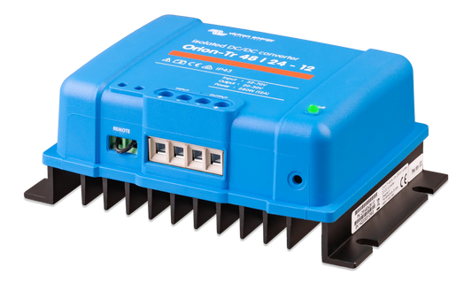 Blue DC/DC converter on a white background