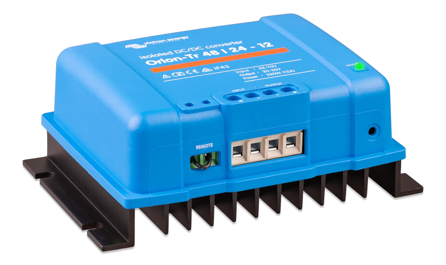 Blue electronic device with connectors on a white background