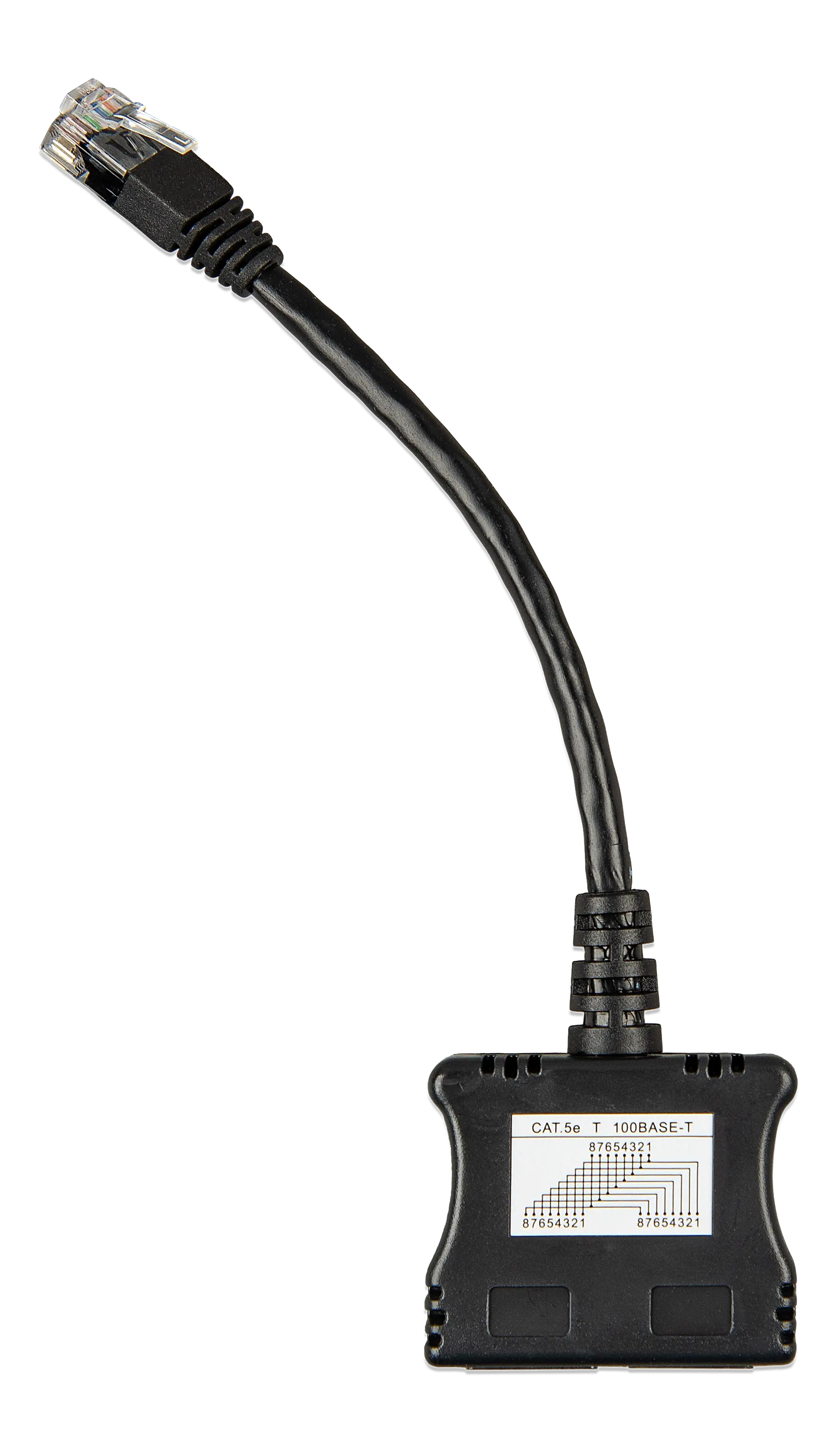 Black Ethernet cable with a Gooseneck on a white background