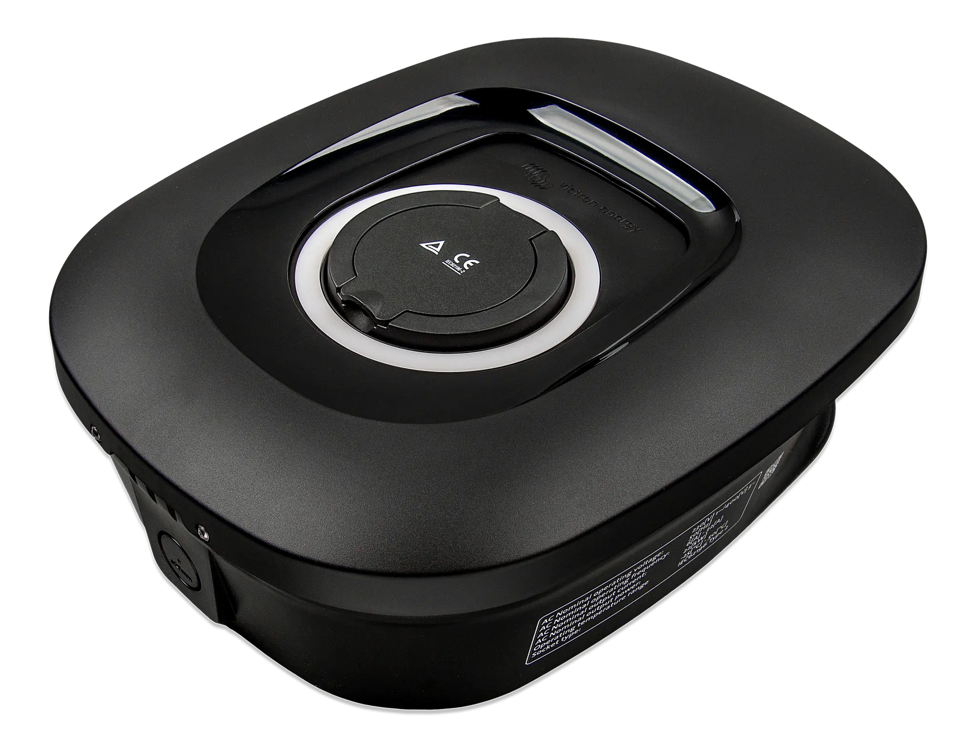 Black robot vacuum cleaner on a white background