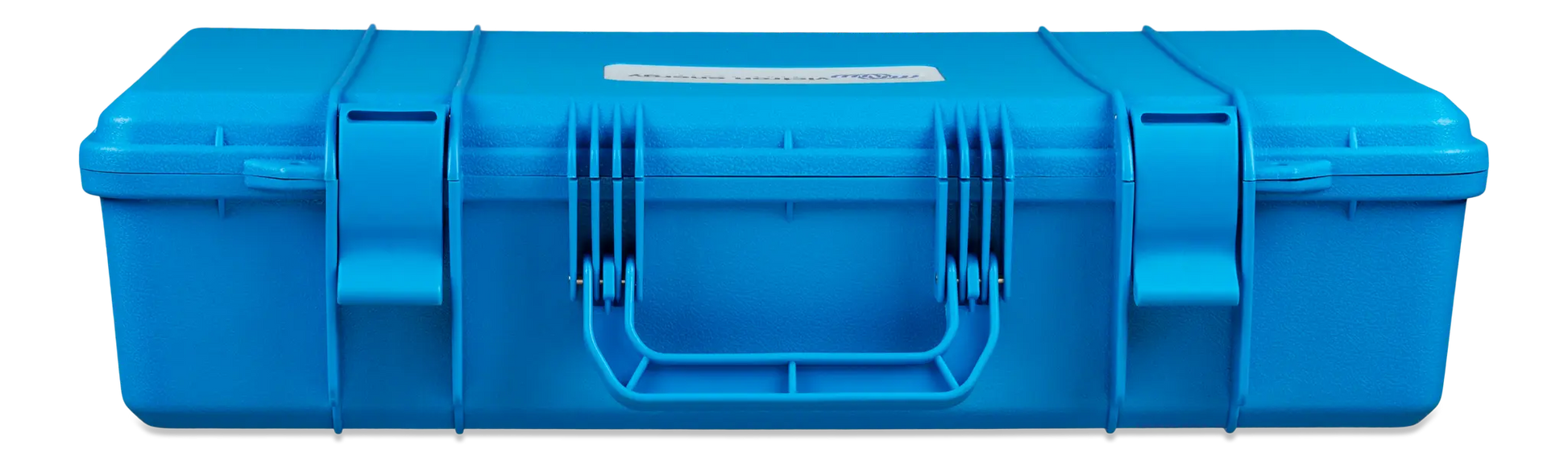 Blue toolbox with a lid on a white background