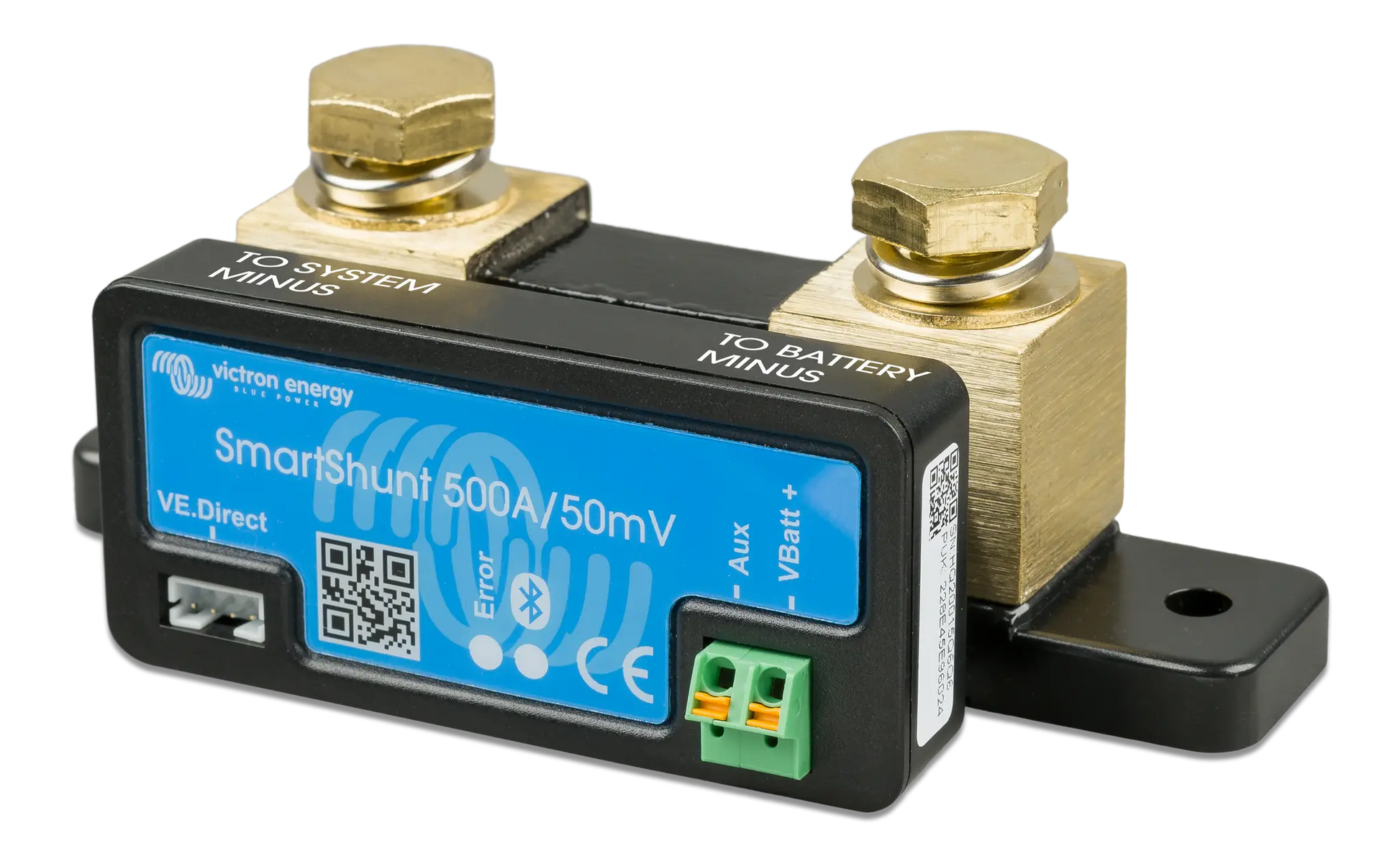 Electrical component with digital display and brass connectors on a white background