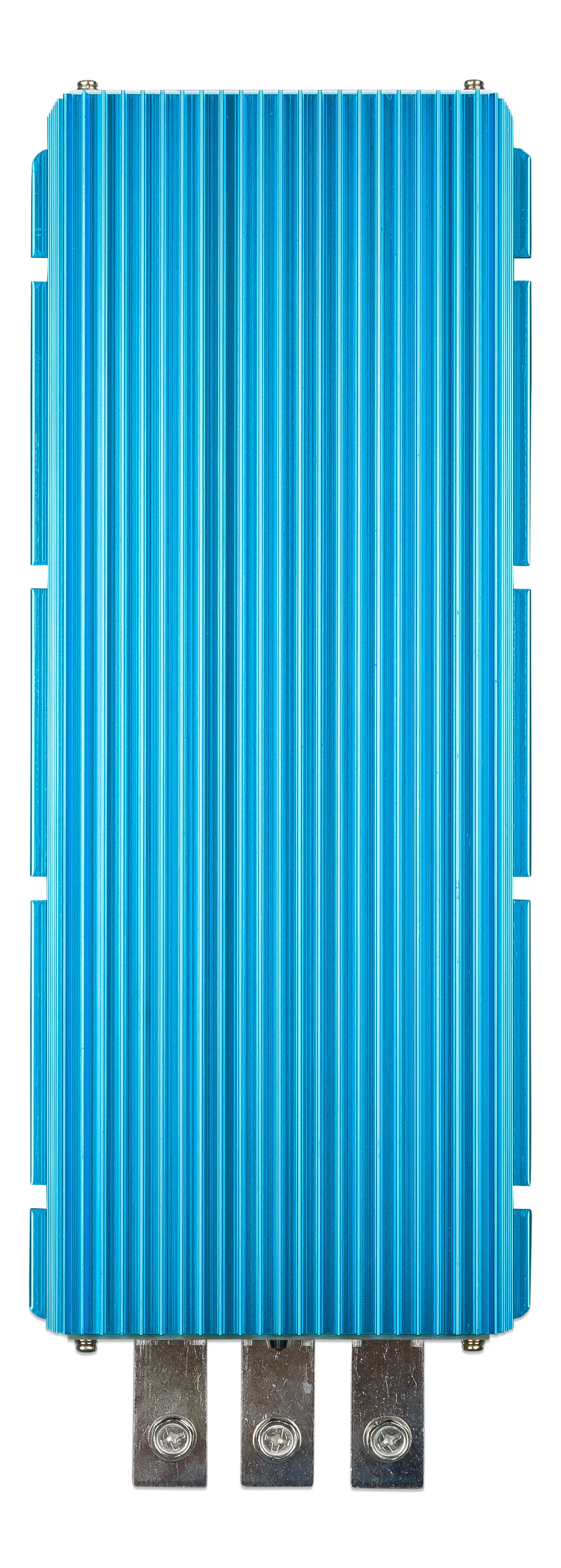 Blue rectangular device with multiple USB ports on a white background