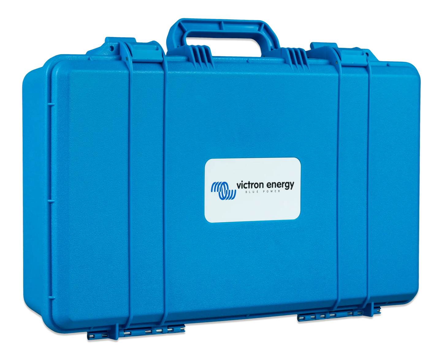 Blue protective case with Victron Energy logo on a white background