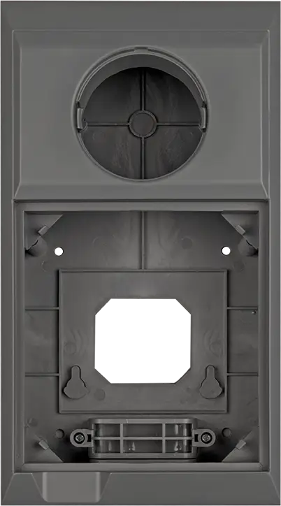 Gray wall plate with multiple sockets on a gray background